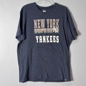 47 Brand New York Yankees T Shirt Mens XL Navy Blue Heather MLB Skyline Graphic